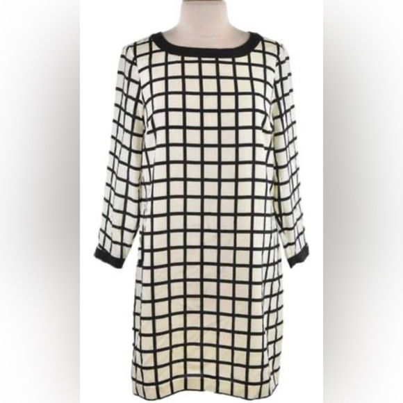 J. Crew Dresses & Skirts - J. Crew Window Pane Shift Dress Size 2 Black & White​